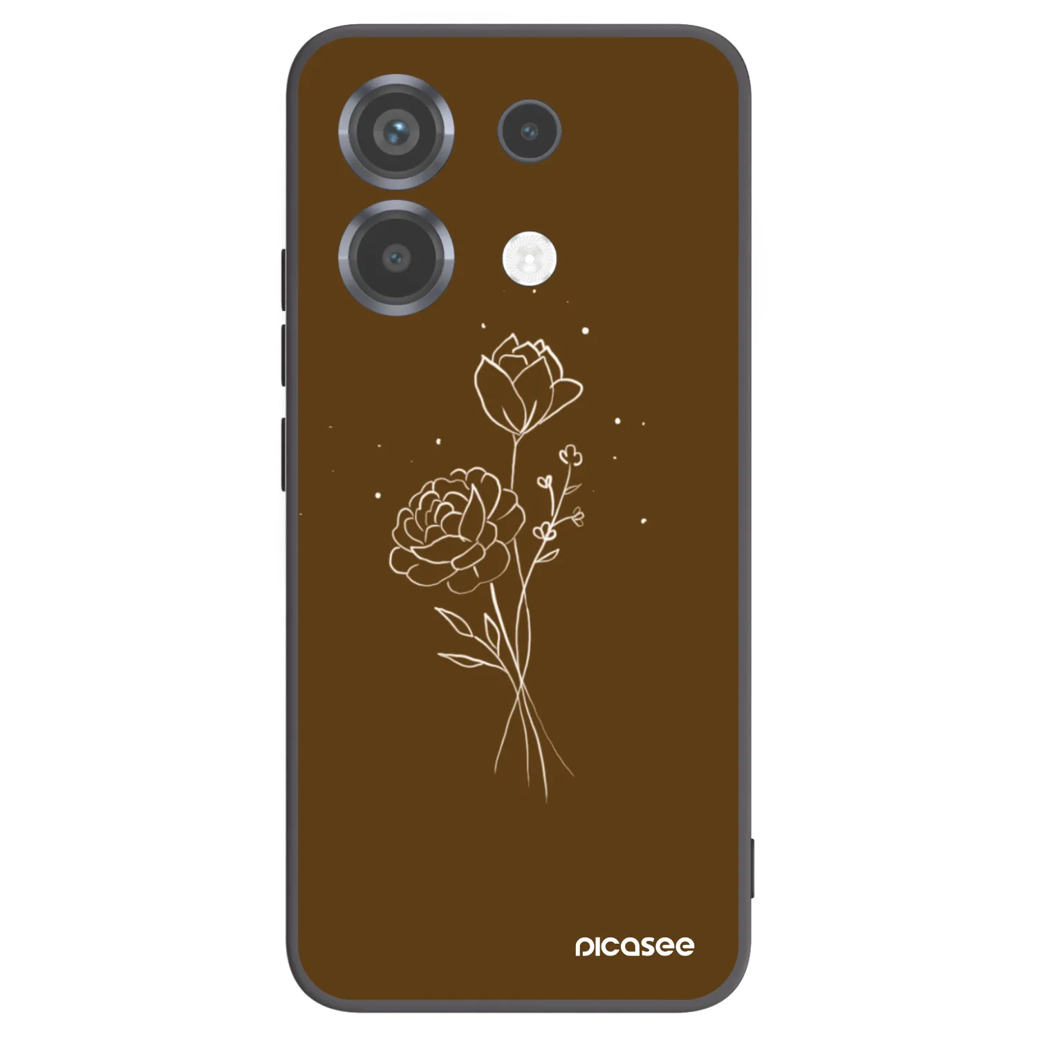 Picasee Xiaomi Poco X6 Hülle - Schwarzes Silikon - Brown flowers