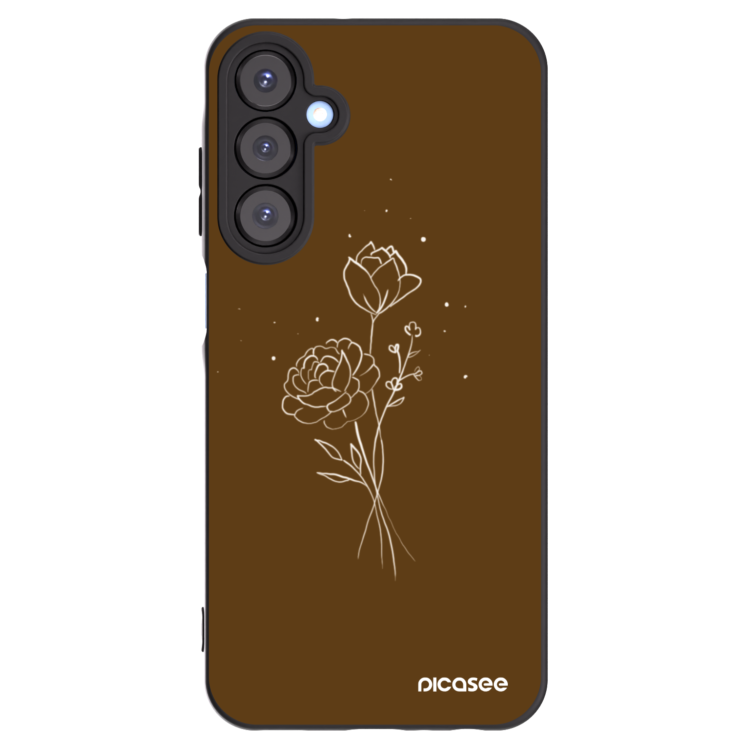 Picasee Samsung Galaxy A25 A256B 5G Hülle - Schwarzes Silikon - Brown flowers