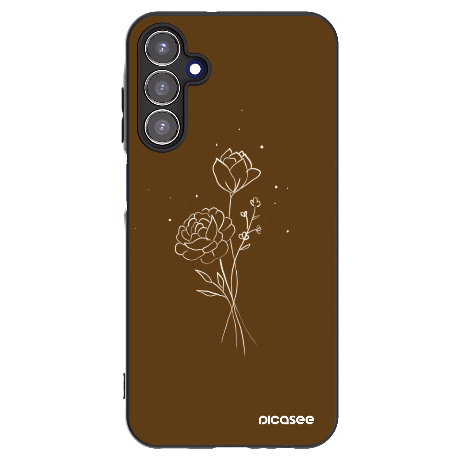 Picasee Samsung Galaxy A15 A155F 4G Hülle - Schwarzes Silikon - Brown flowers