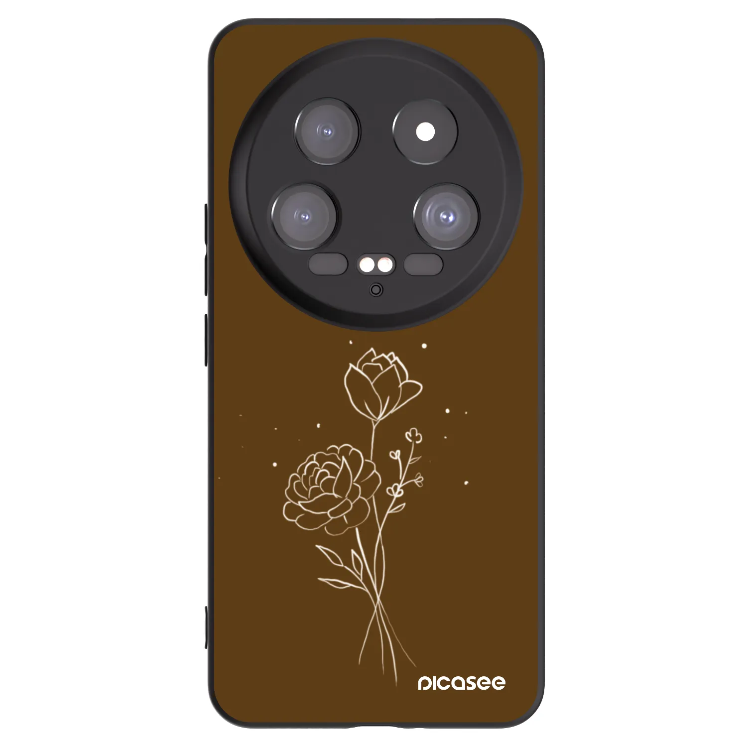 Picasee Xiaomi 14 Ultra Hülle - Schwarzes Silikon - Brown flowers