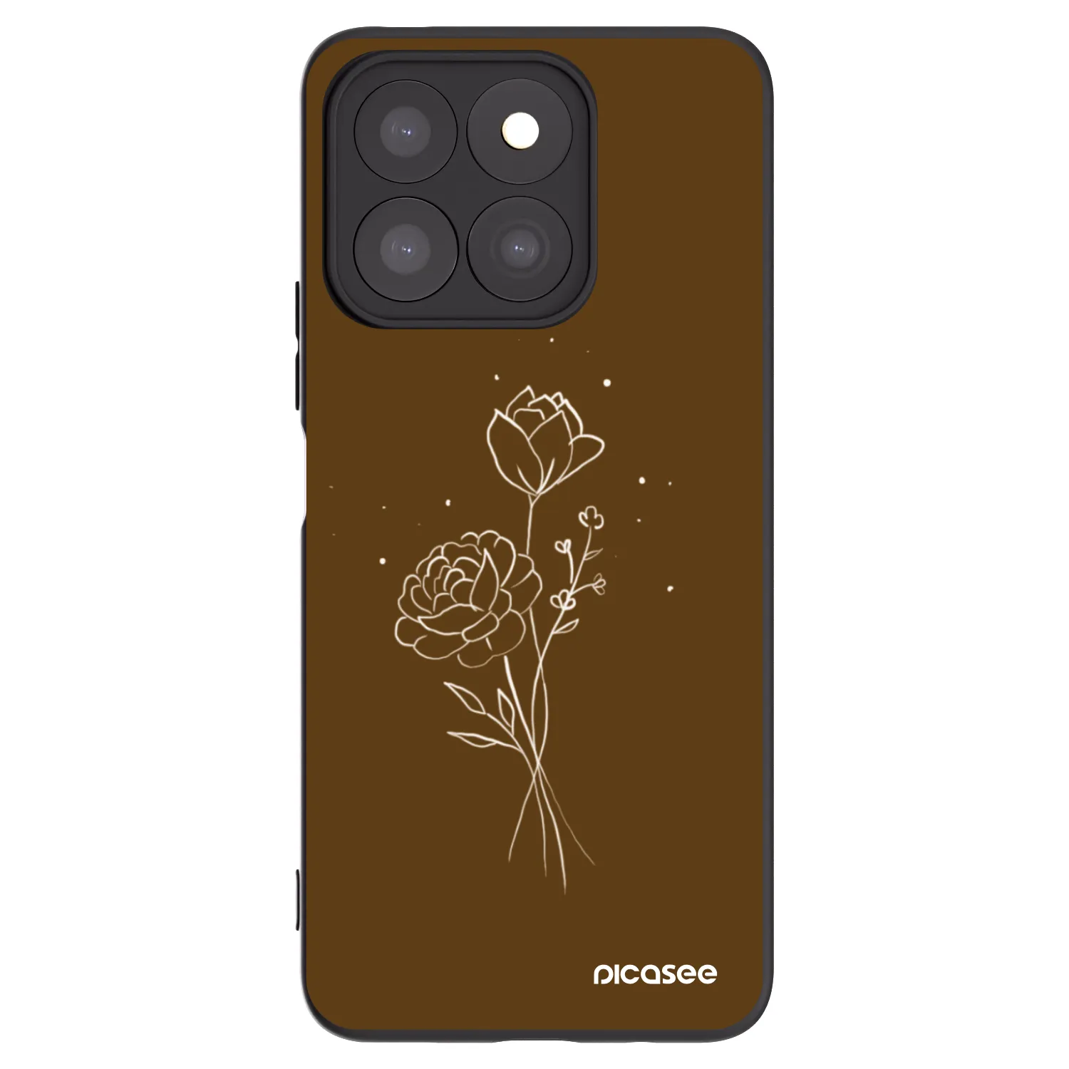 Picasee Honor X8b Hülle - Schwarzes Silikon - Brown flowers