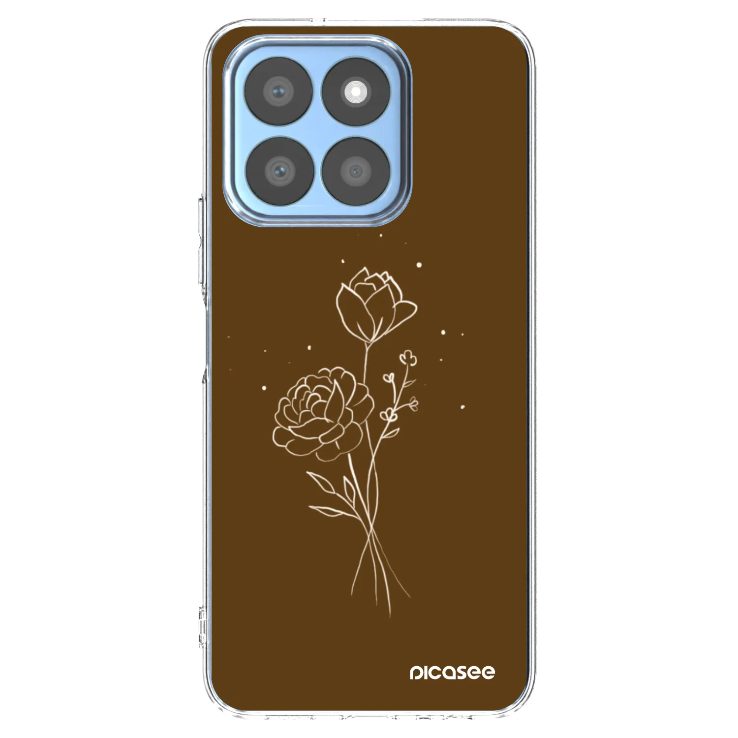 Picasee Honor X8b Hülle - Transparentes Silikon - Brown flowers
