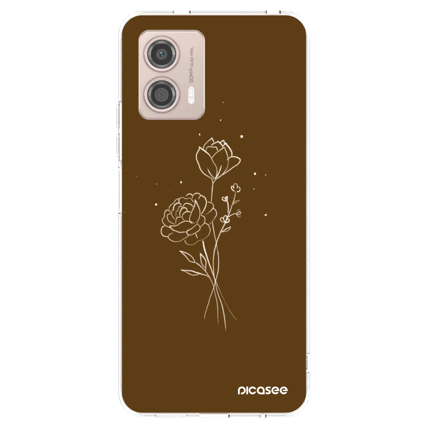 Picasee Motorola Moto G53 5G Hülle - Transparentes Silikon - Brown flowers