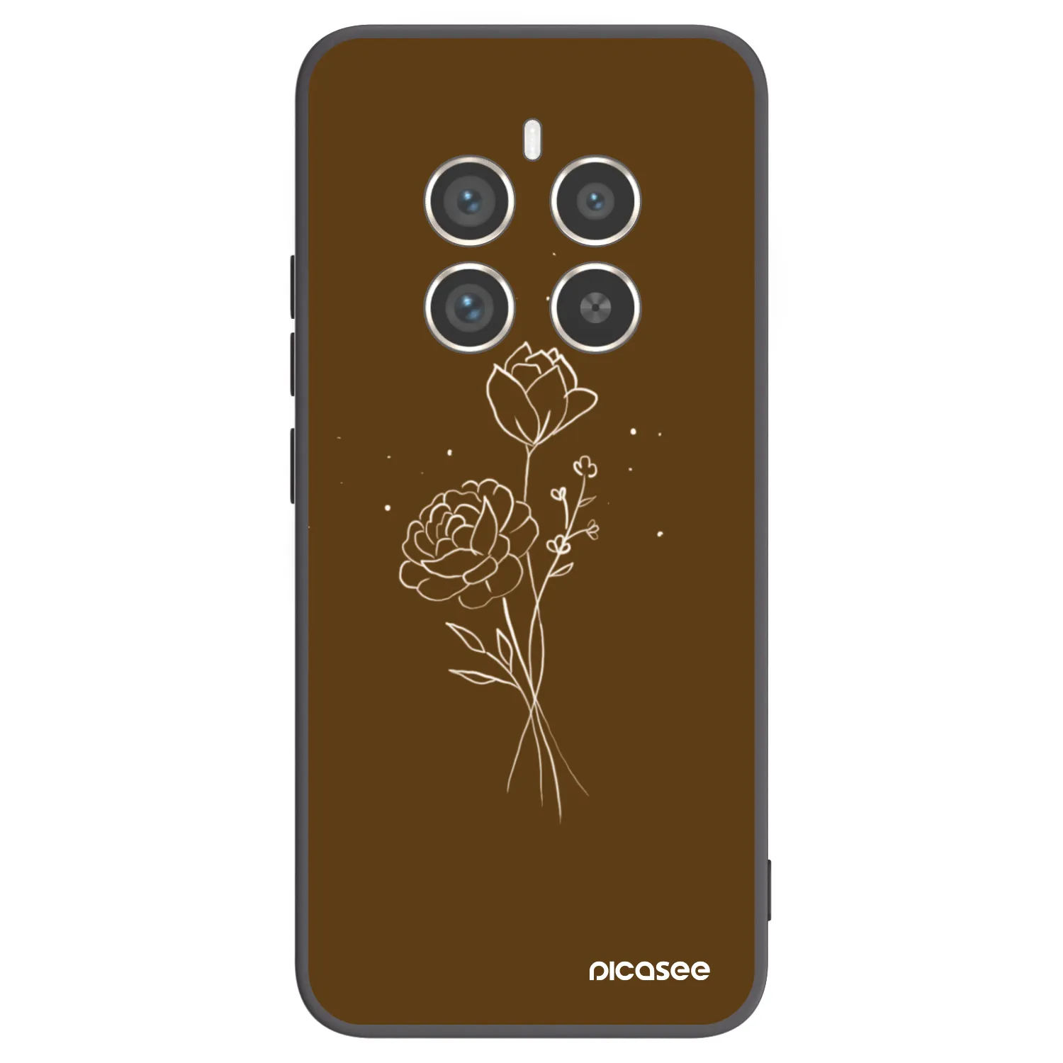 Picasee Realme 12 Pro 5G Hülle - Schwarzes Silikon - Brown flowers