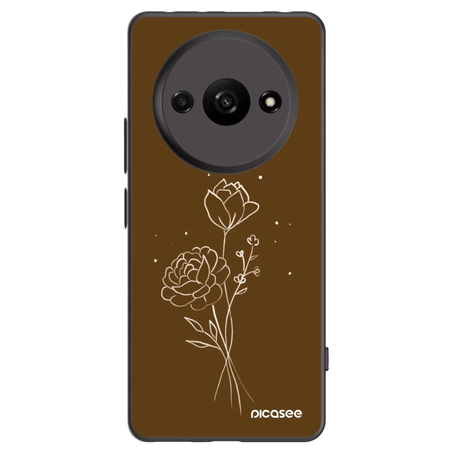 Picasee Xiaomi Redmi A3 Hülle - Schwarzes Silikon - Brown flowers