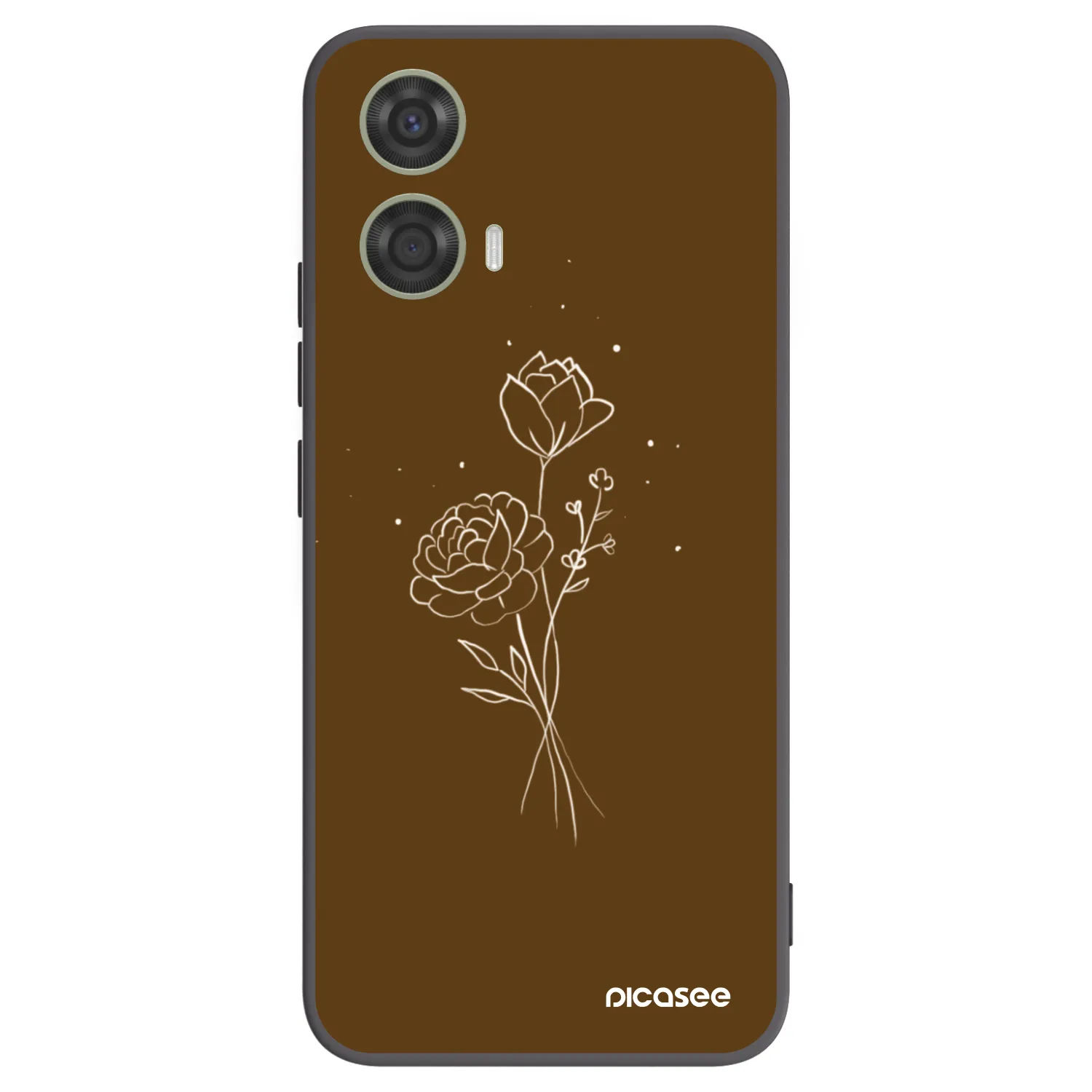 Picasee Motorola Moto G24 Hülle - Schwarzes Silikon - Brown flowers