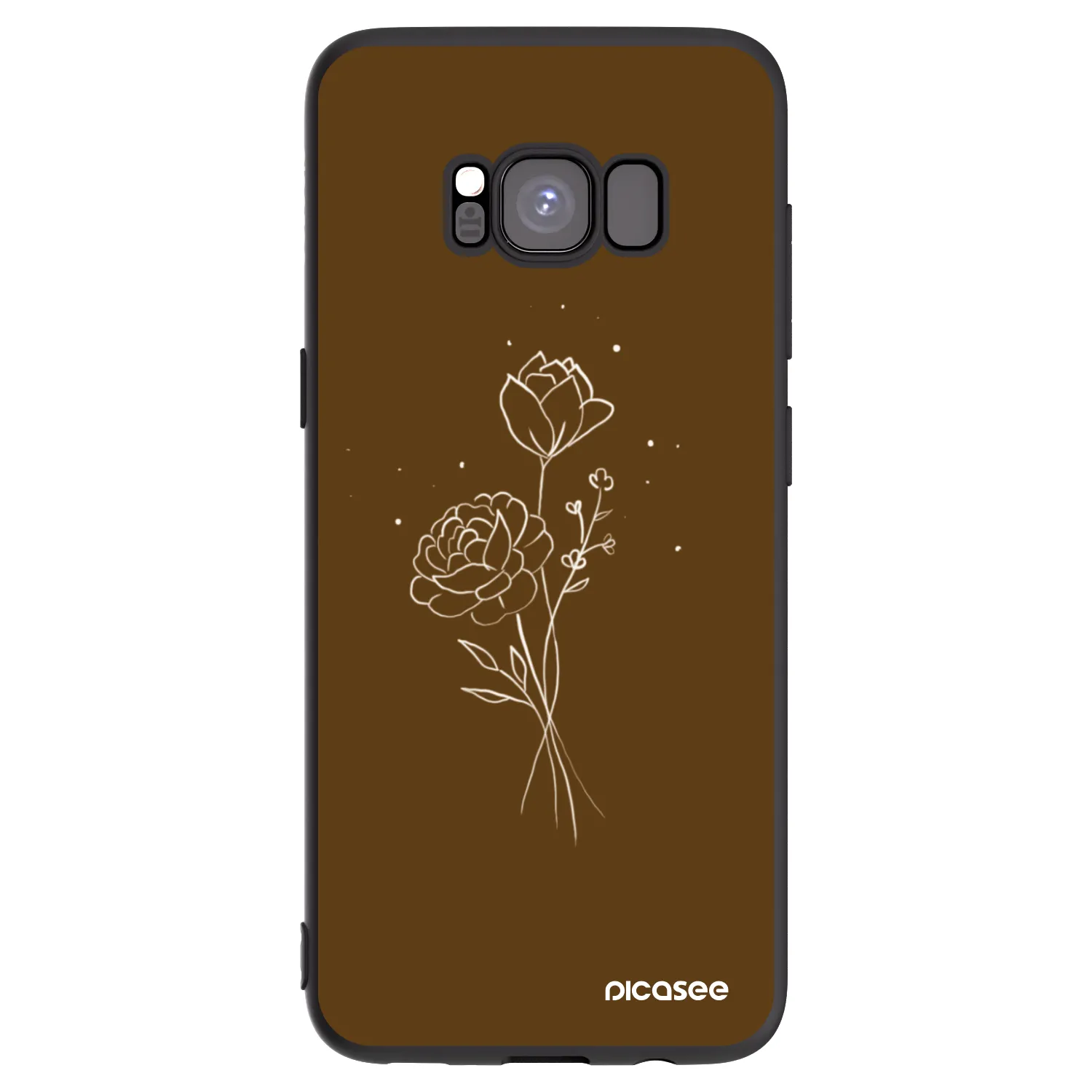 Picasee Samsung Galaxy S8 G950F Hülle - Schwarzes Silikon - Brown flowers