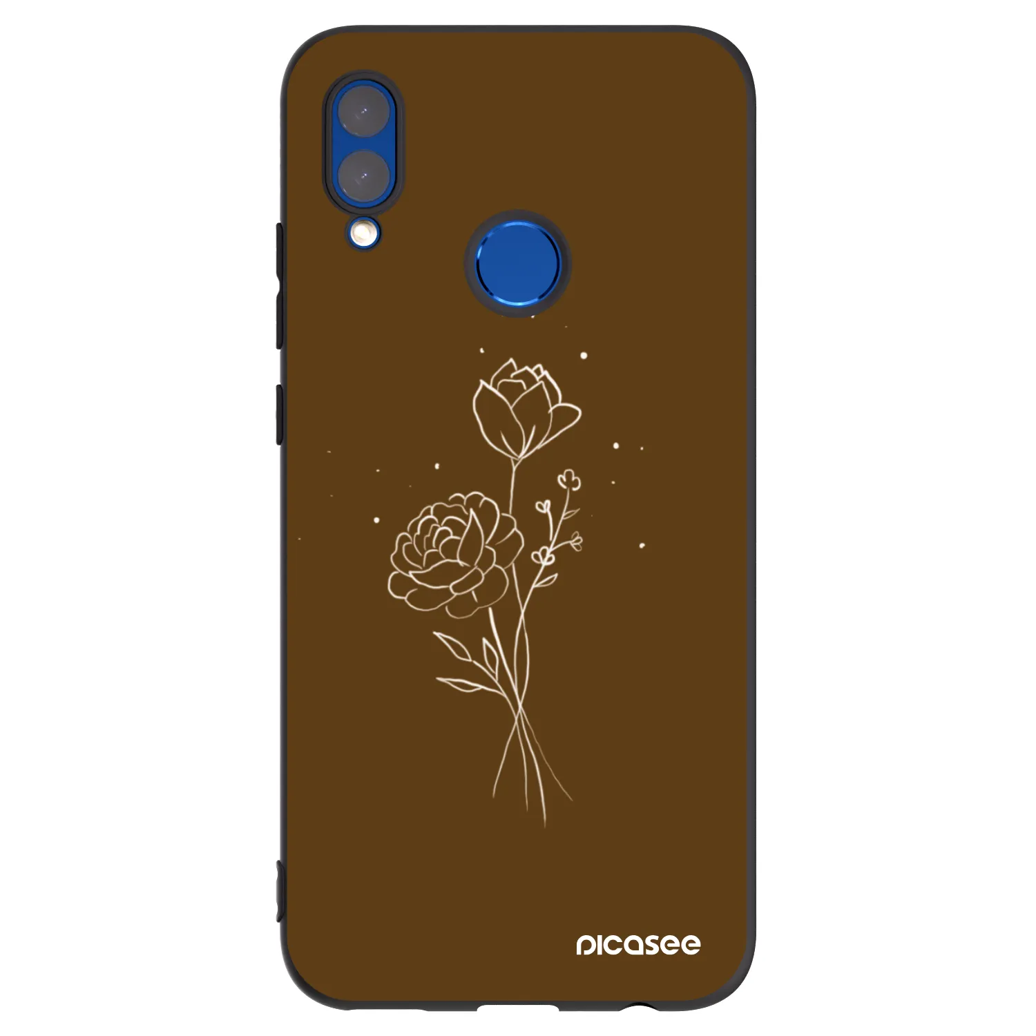 Picasee Huawei P Smart 2019 Hülle - Schwarzes Silikon - Brown flowers
