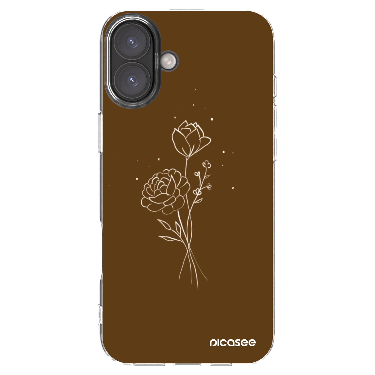 Picasee Apple iPhone 16 Plus Hülle - Transparentes Silikon - Brown flowers