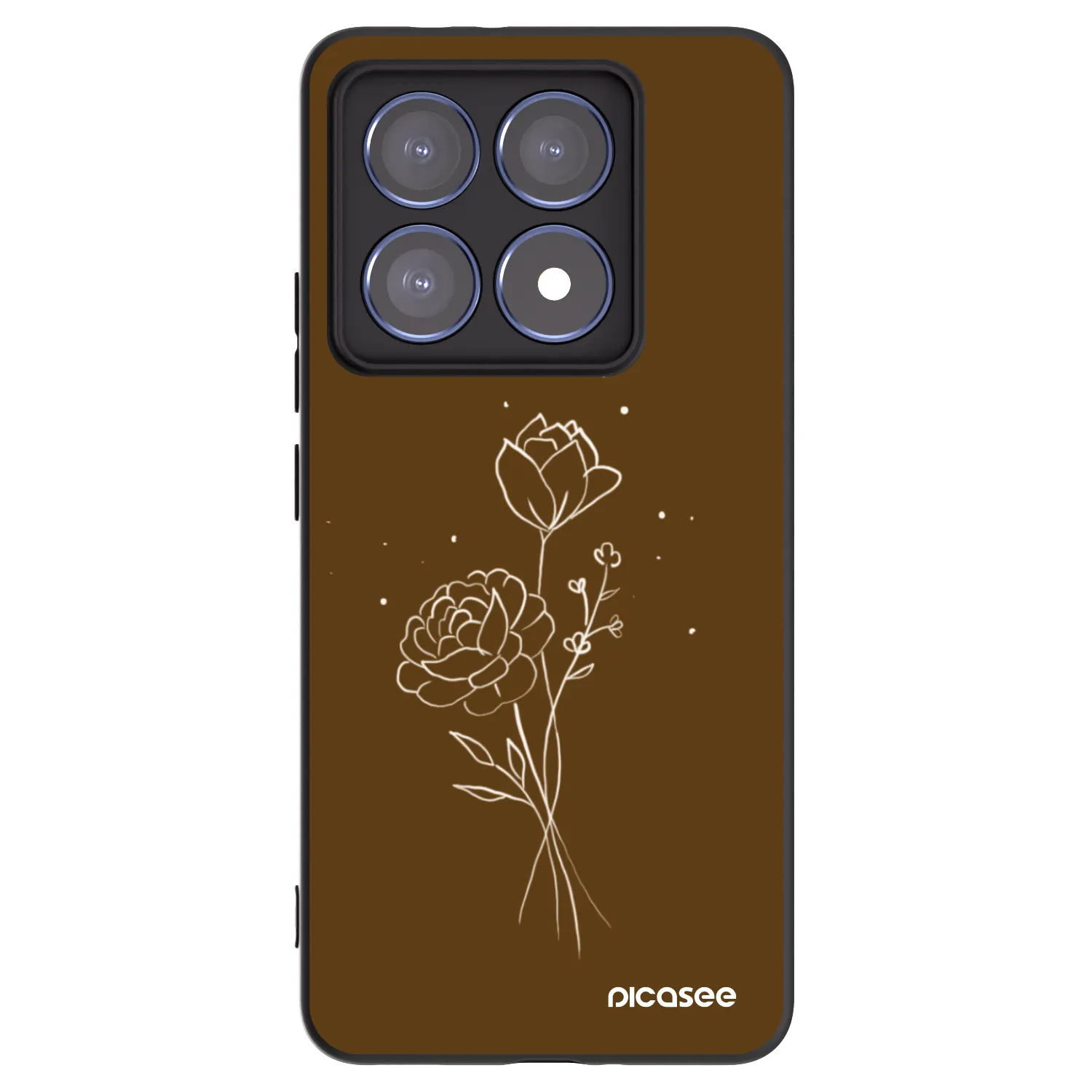 Picasee Xiaomi 14T Pro Hülle - Schwarzes Silikon - Brown flowers