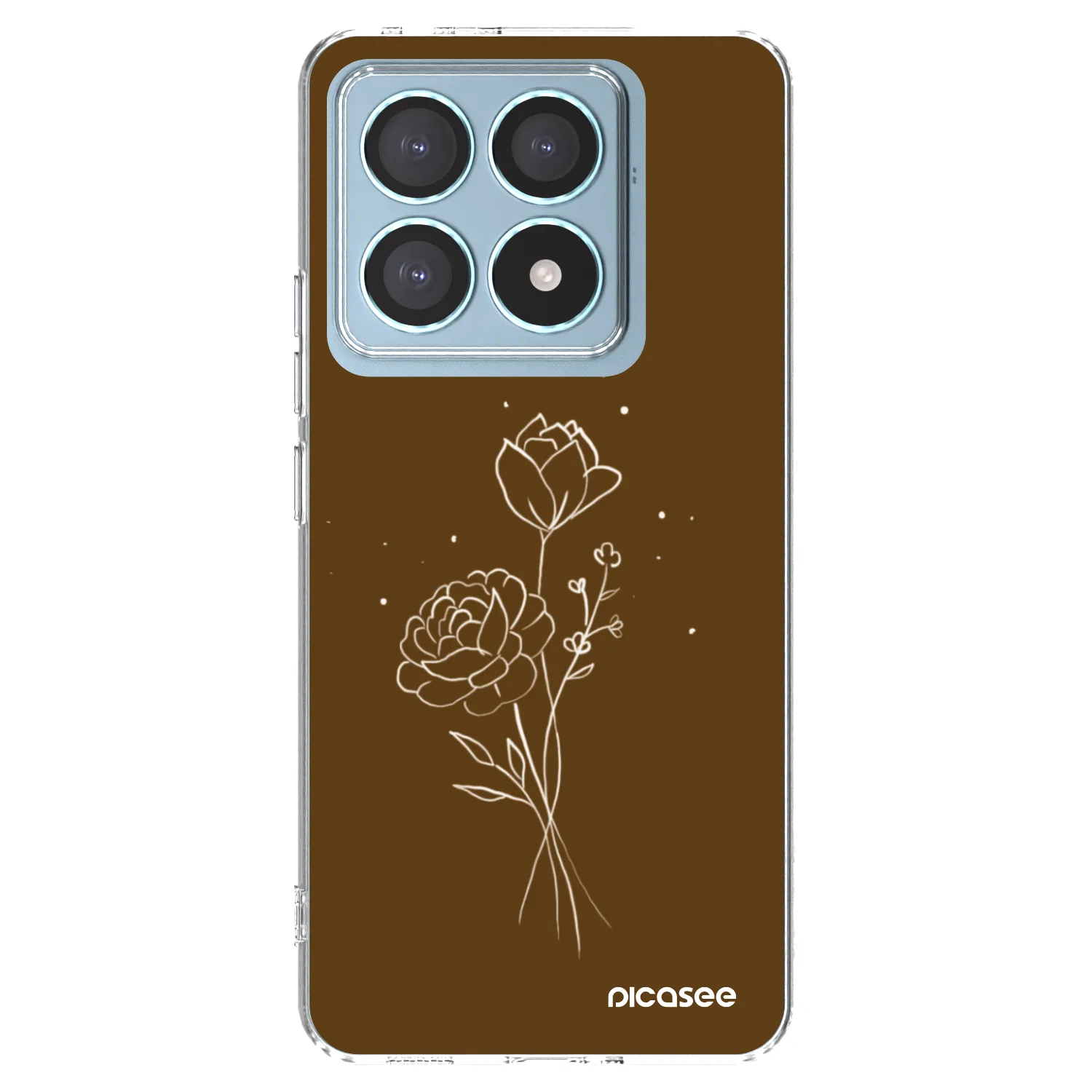 Picasee Xiaomi 14T Pro Hülle - Transparentes Silikon - Brown flowers