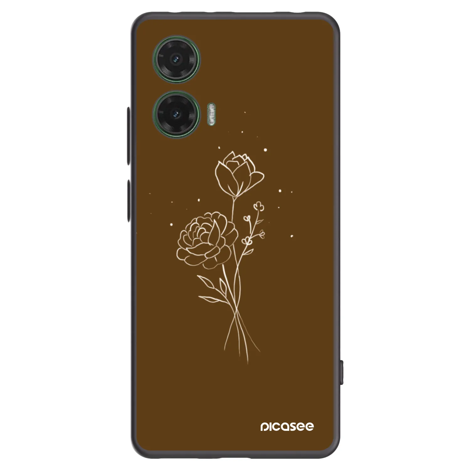 Picasee Motorola Moto G35 5G Hülle - Schwarzes Silikon - Brown flowers