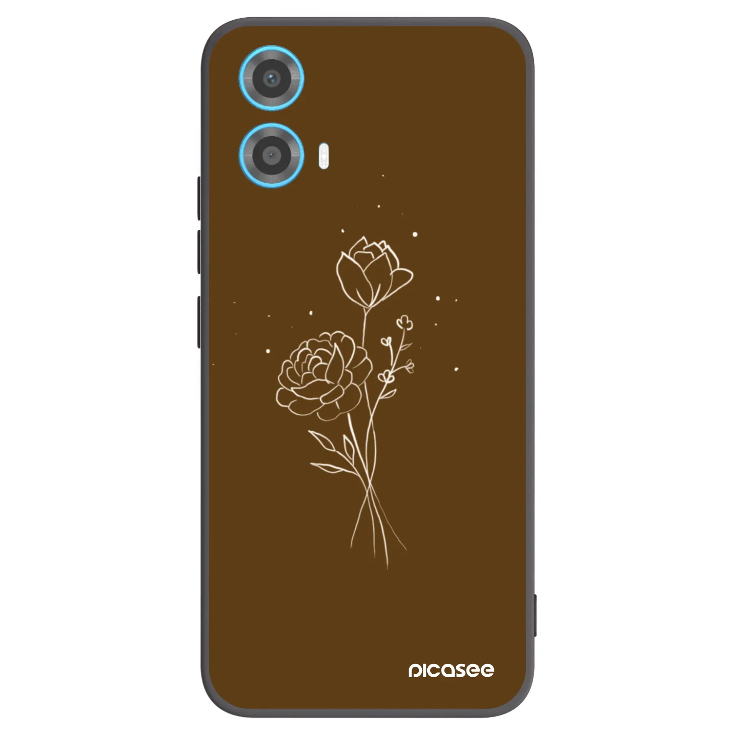 Picasee Motorola Moto G34 5G Hülle - Schwarzes Silikon - Brown flowers
