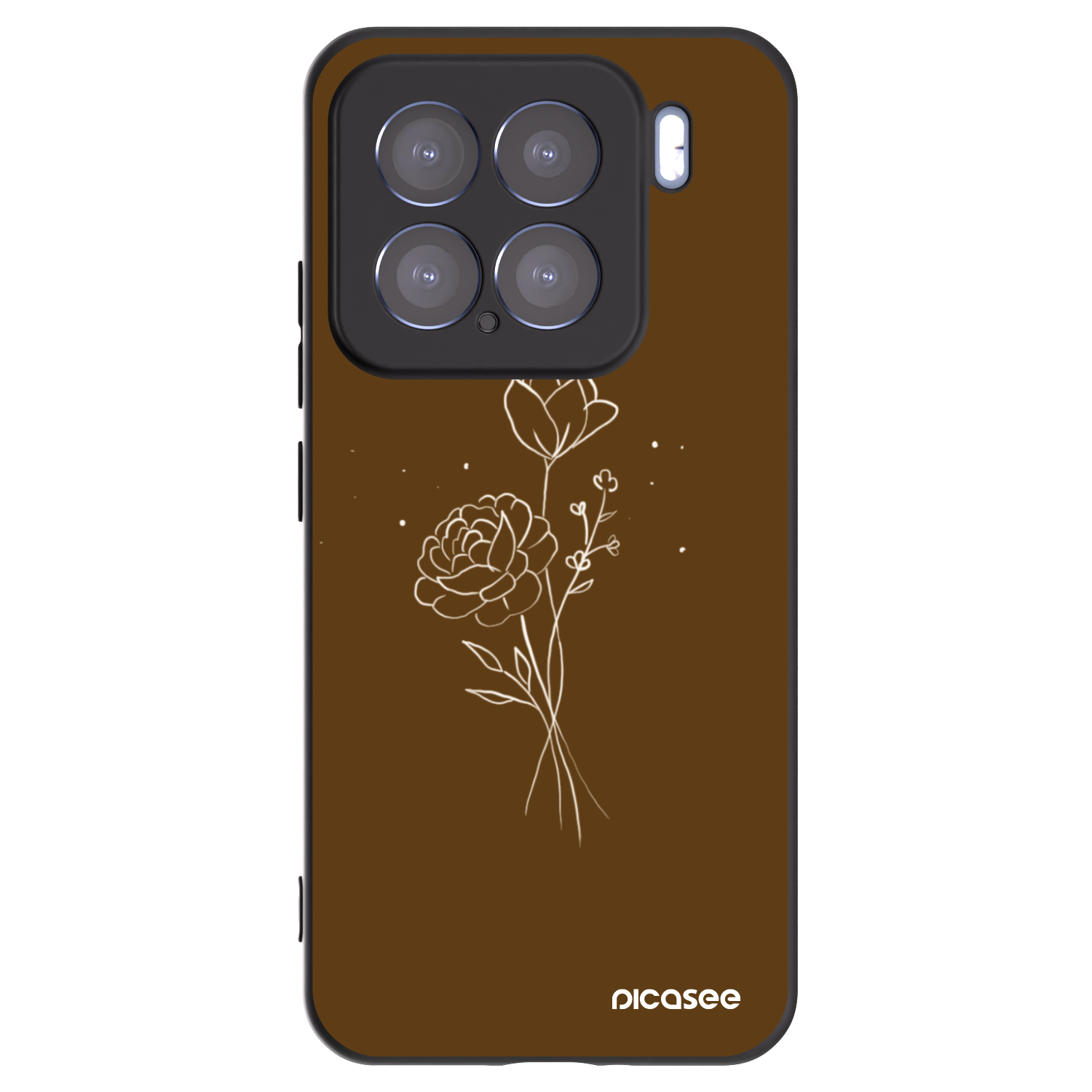 Picasee Xiaomi 15 Hülle - Schwarzes Silikon - Brown flowers