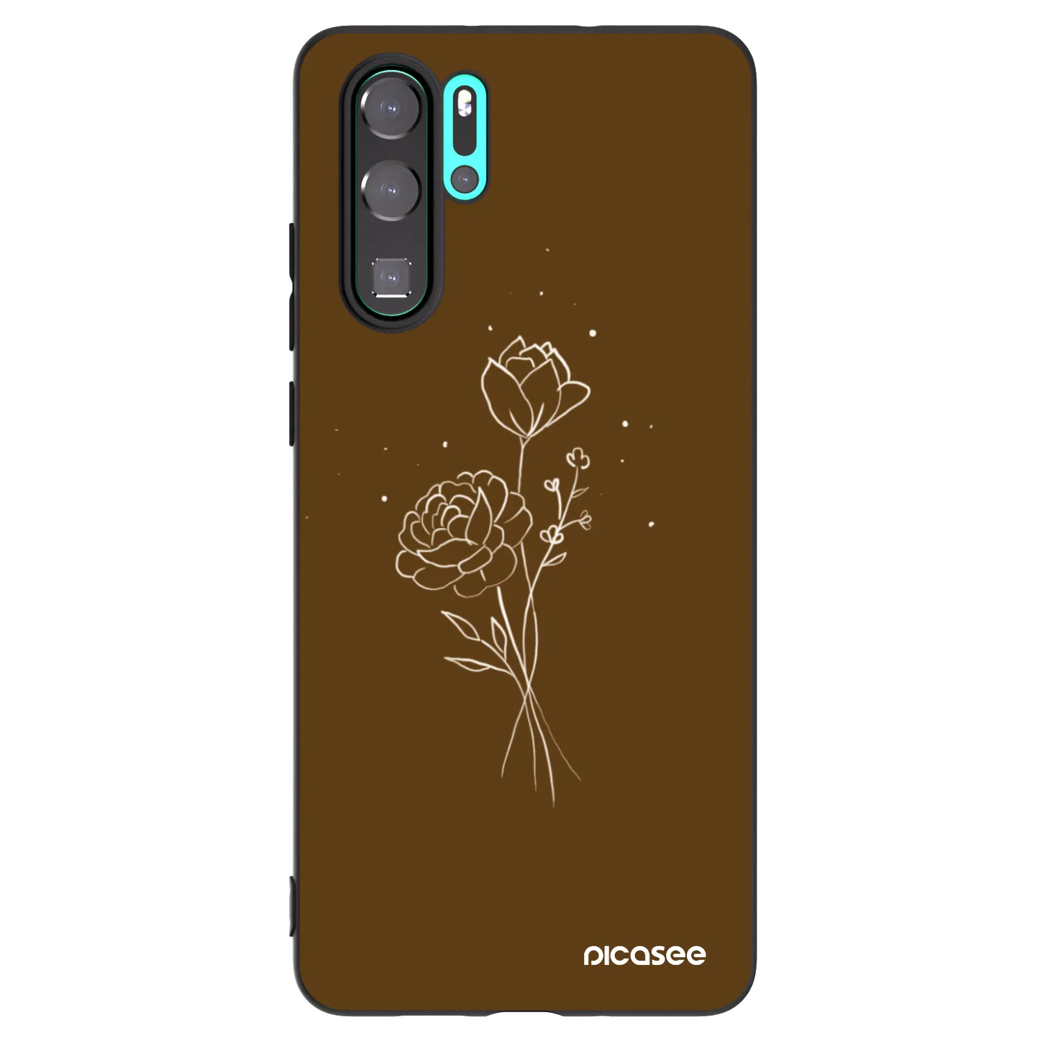 Picasee Huawei P30 Pro Hülle - Schwarzes Silikon - Brown flowers