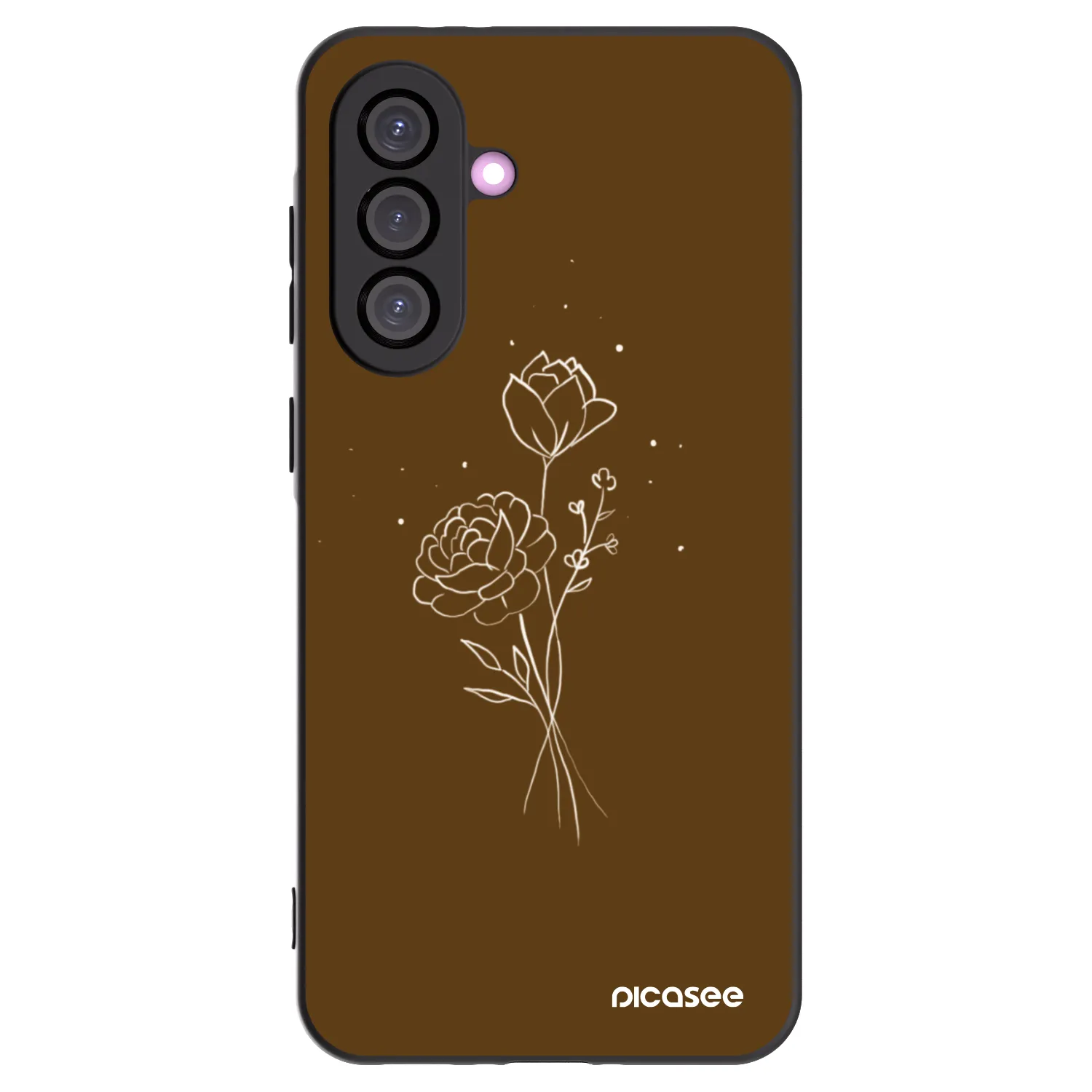 Picasee Samsung Galaxy A56 5G A566B Hülle - Schwarzes Silikon - Brown flowers