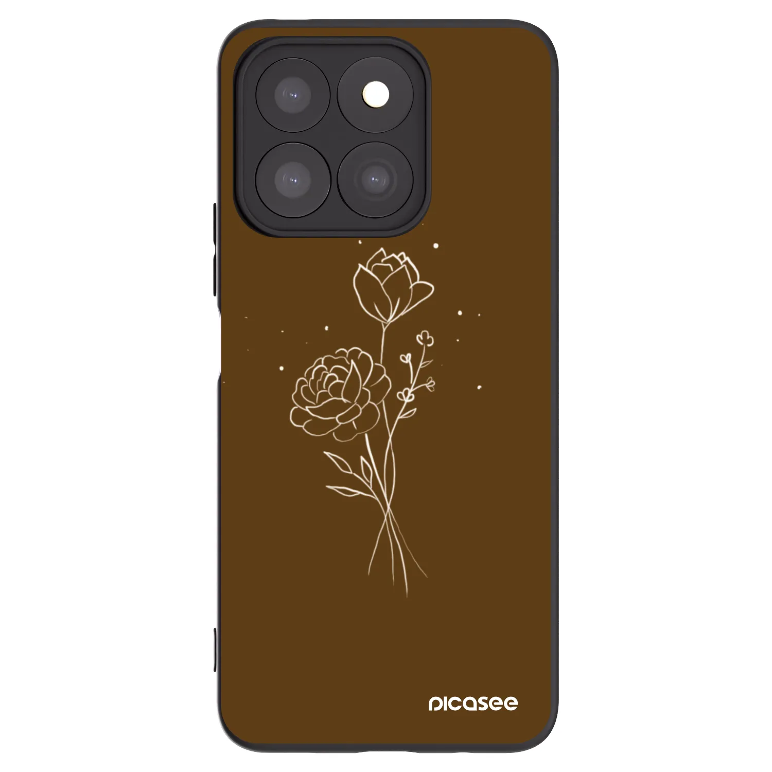 Picasee Honor X8c Hülle - Schwarzes Silikon - Brown flowers