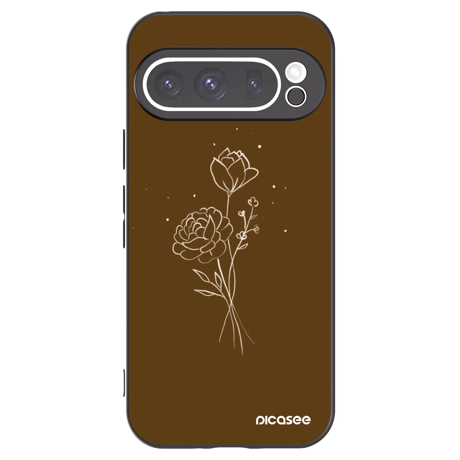 Picasee Google Pixel 9 Pro Hülle - Schwarzes Silikon - Brown flowers