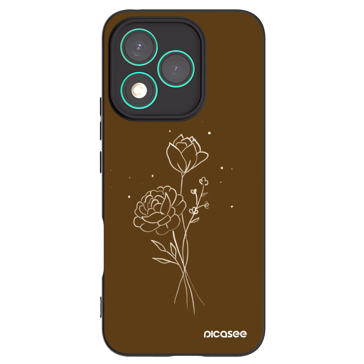 Picasee Honor 400 Lite 5G Hülle - Schwarzes Silikon - Brown flowers