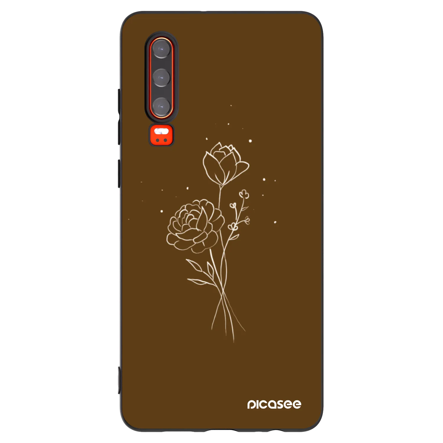 Picasee Huawei P30 Hülle - Schwarzes Silikon - Brown flowers