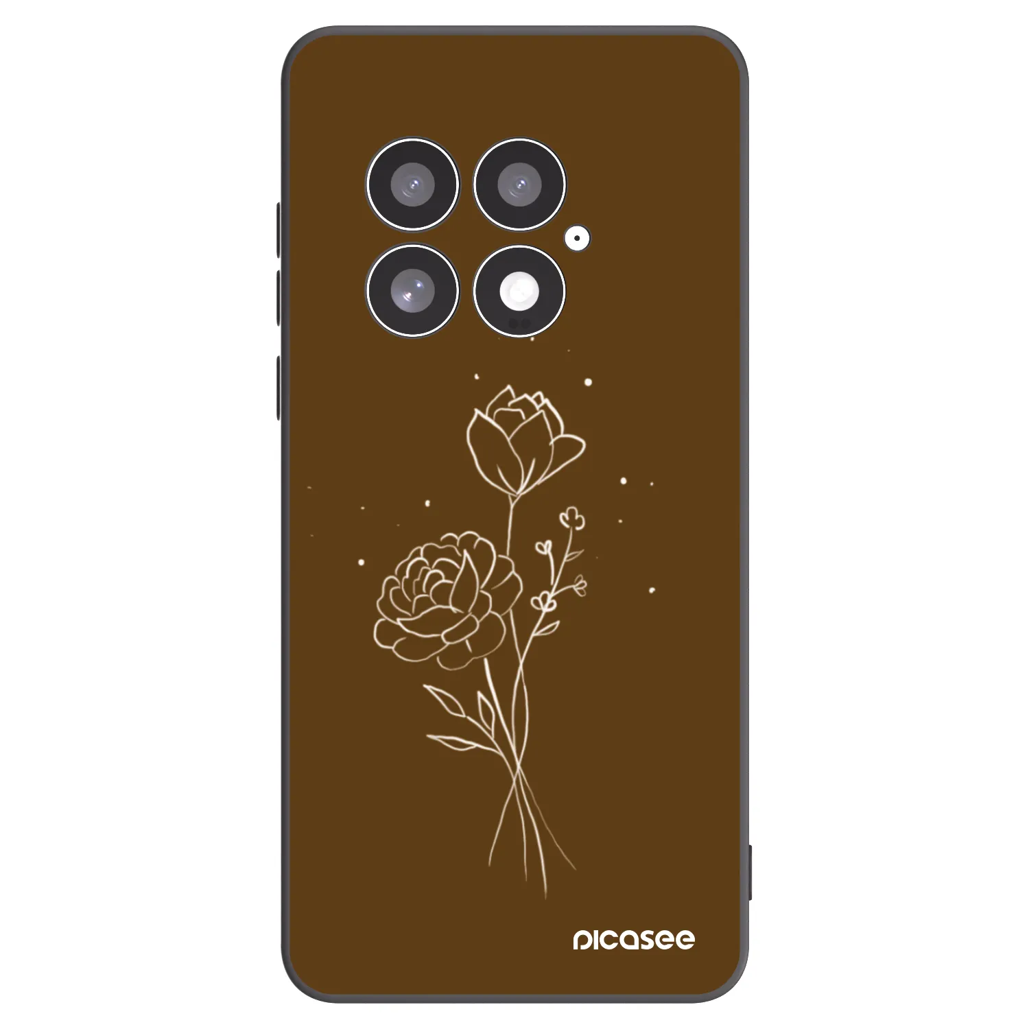 Picasee OnePlus 13 5G Hülle - Schwarzes Silikon - Brown flowers