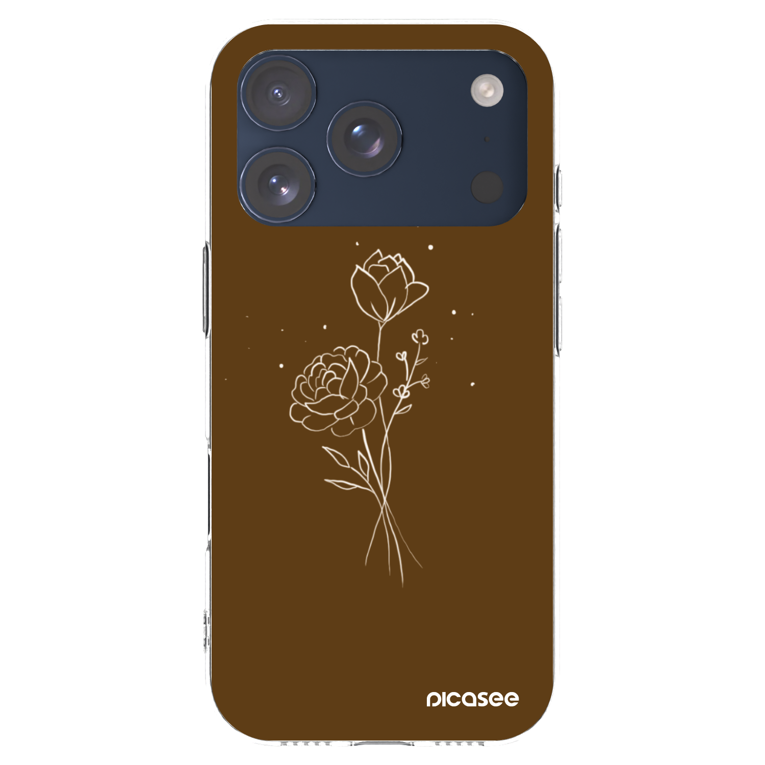 Picasee Apple iPhone 17 Pro Hülle - Transparentes Silikon - Brown flowers