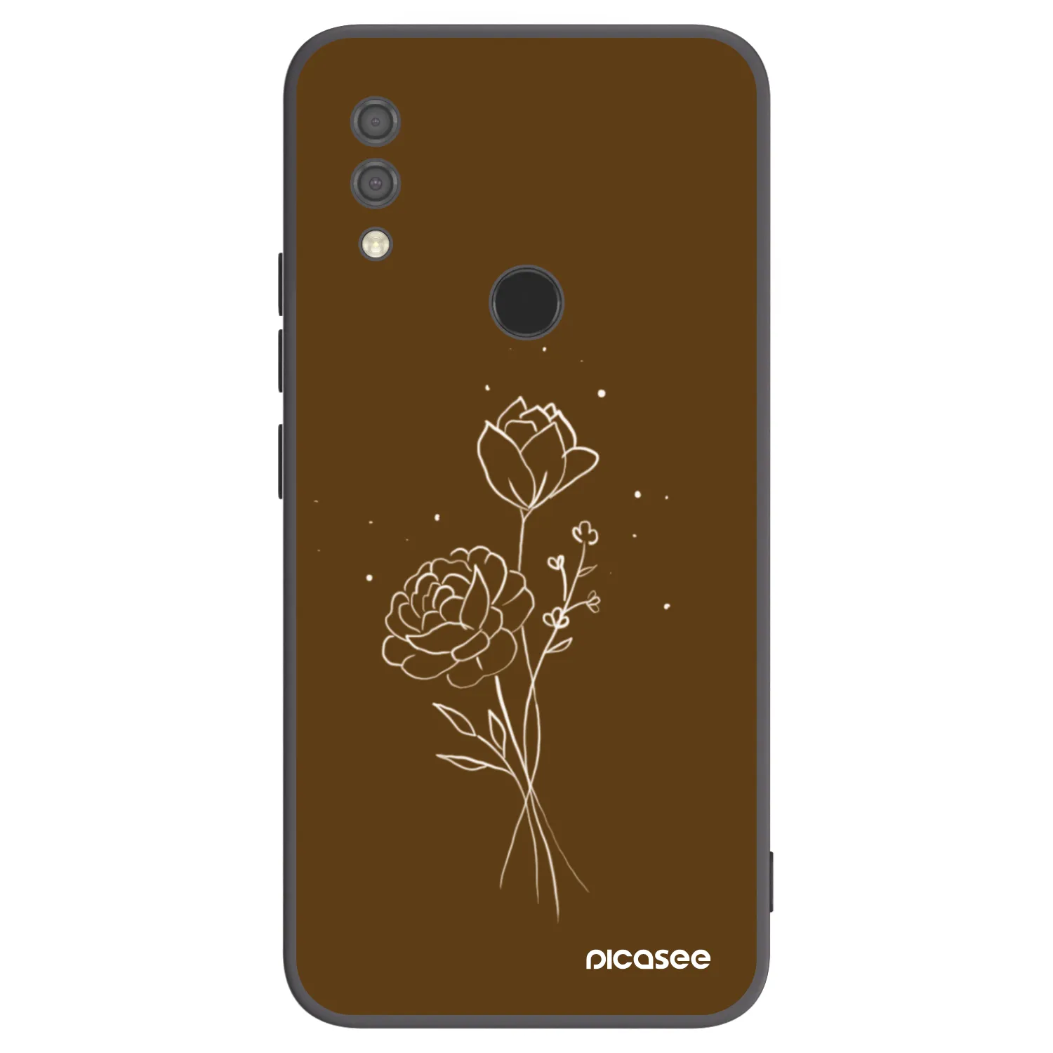Picasee Xiaomi Redmi 7 Hülle - Schwarzes Silikon - Brown flowers