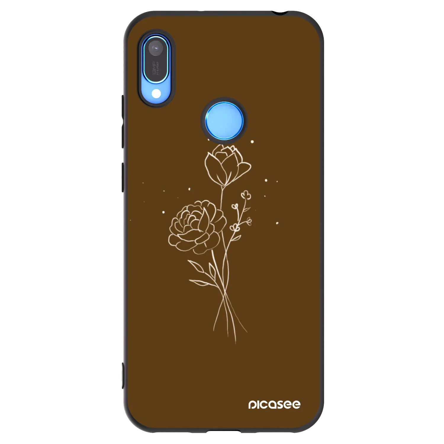 Picasee Huawei Y6 2019 Hülle - Schwarzes Silikon - Brown flowers