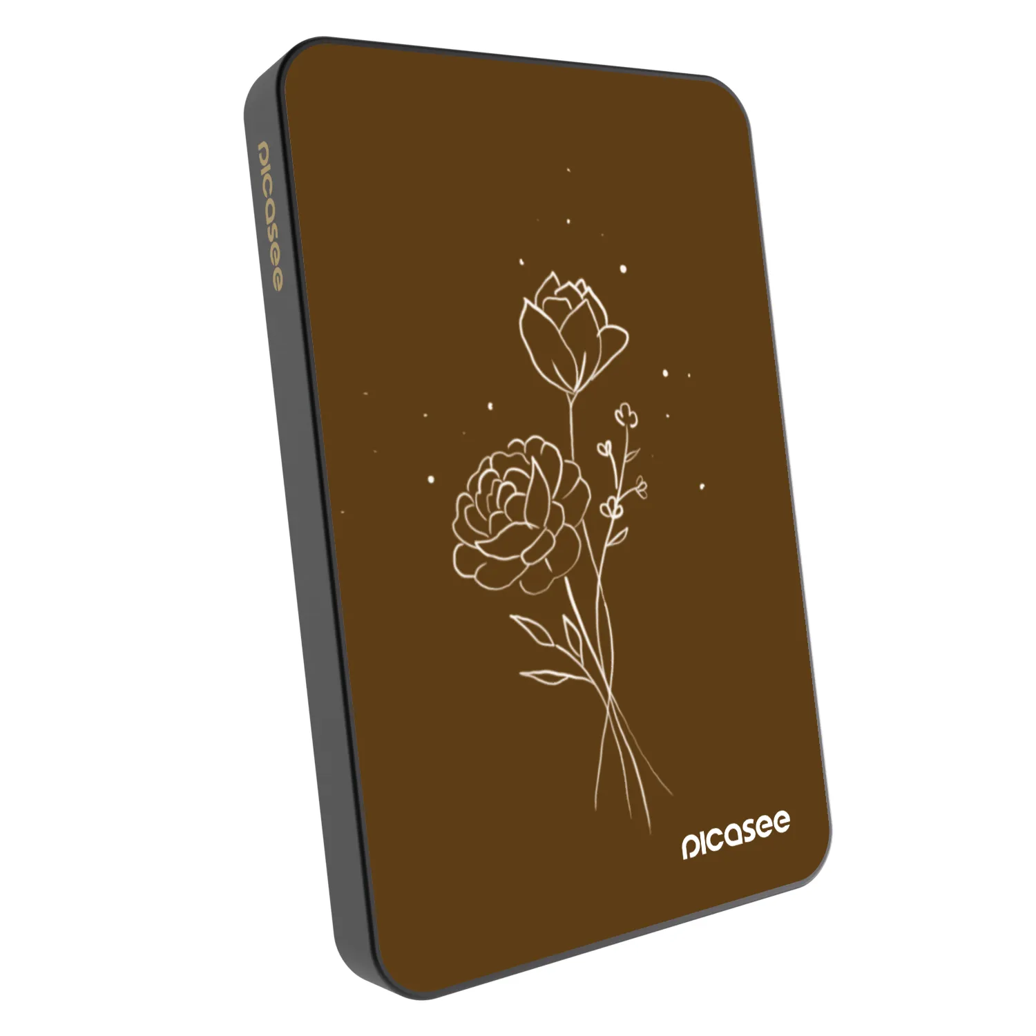 Picasee Powerbank mit MagSafe 5 000 mAh Grau - Brown flowers