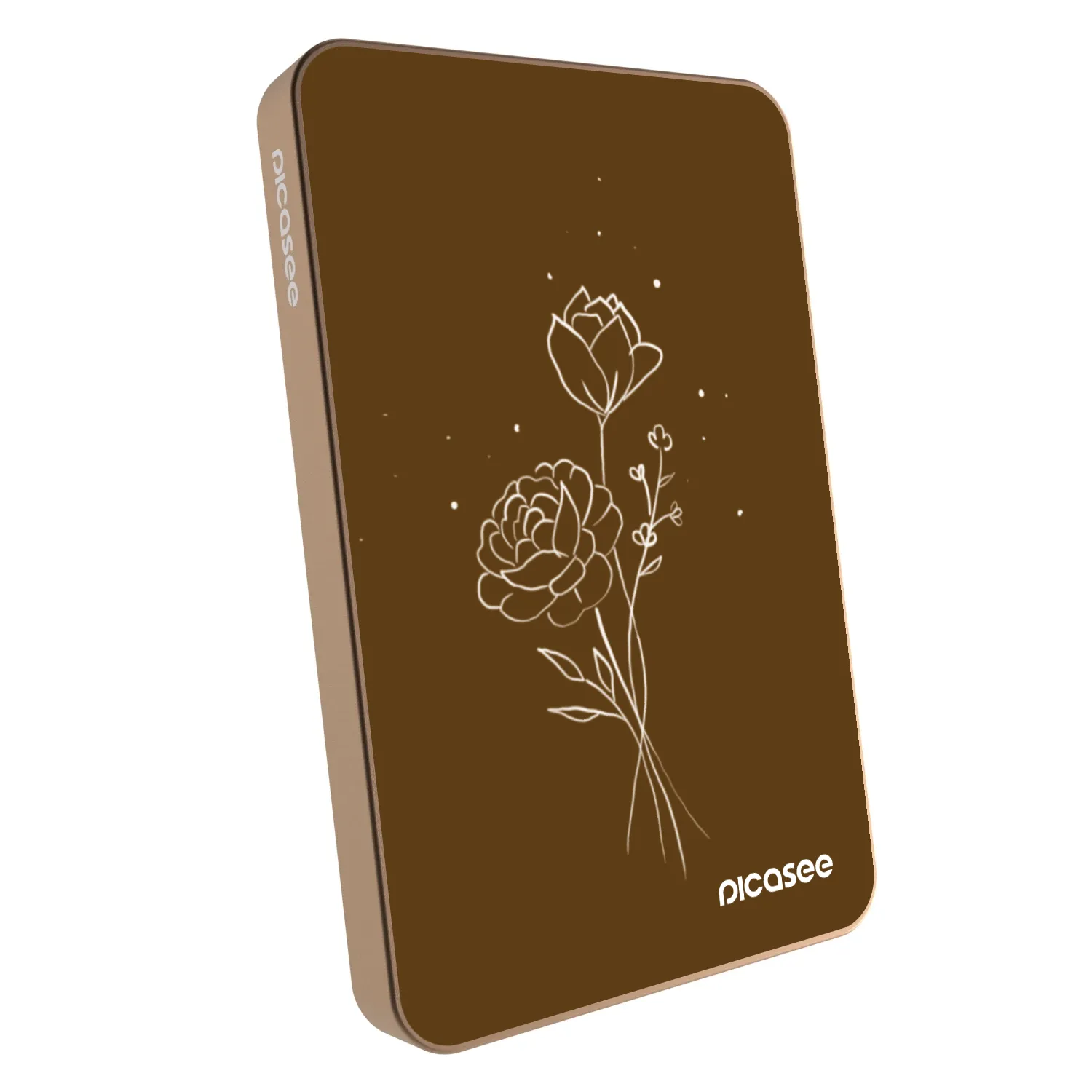 Picasee Powerbank mit MagSafe 5 000 mAh Golden - Brown flowers