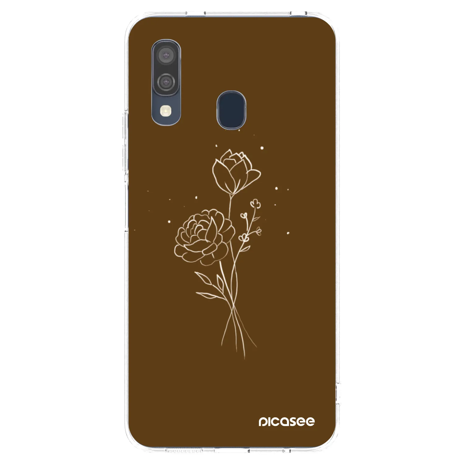 Picasee Samsung Galaxy A40 A405F Hülle - Transparentes Silikon - Brown flowers