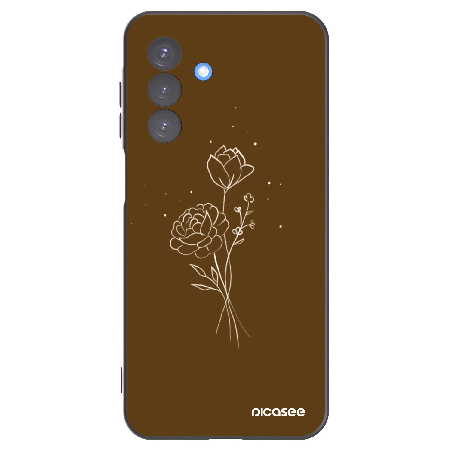 Picasee Samsung Galaxy A17 5G Hülle - Schwarzes Silikon - Brown flowers