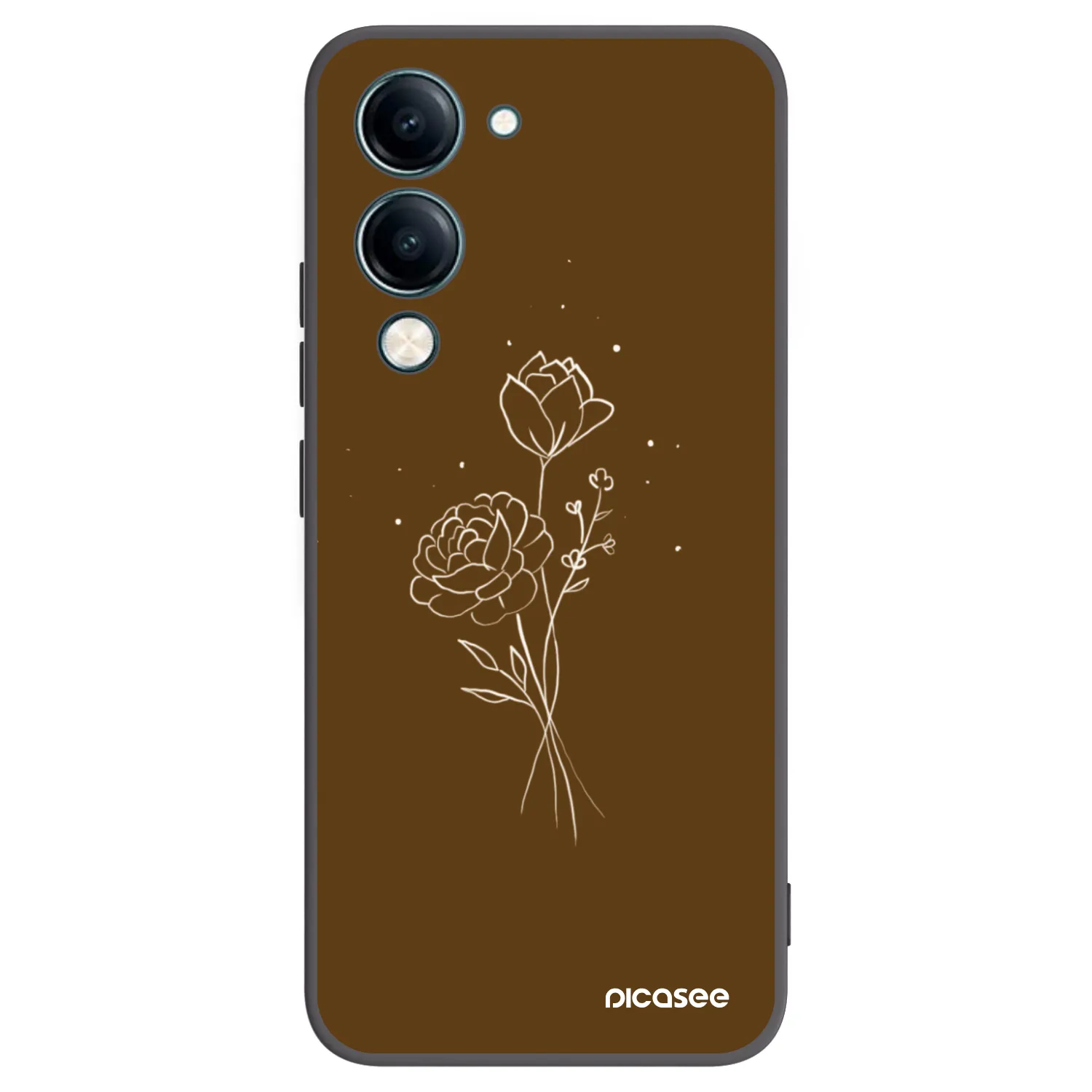 Picasee Vivo Y29s 5G Hülle - Schwarzes Silikon - Brown flowers