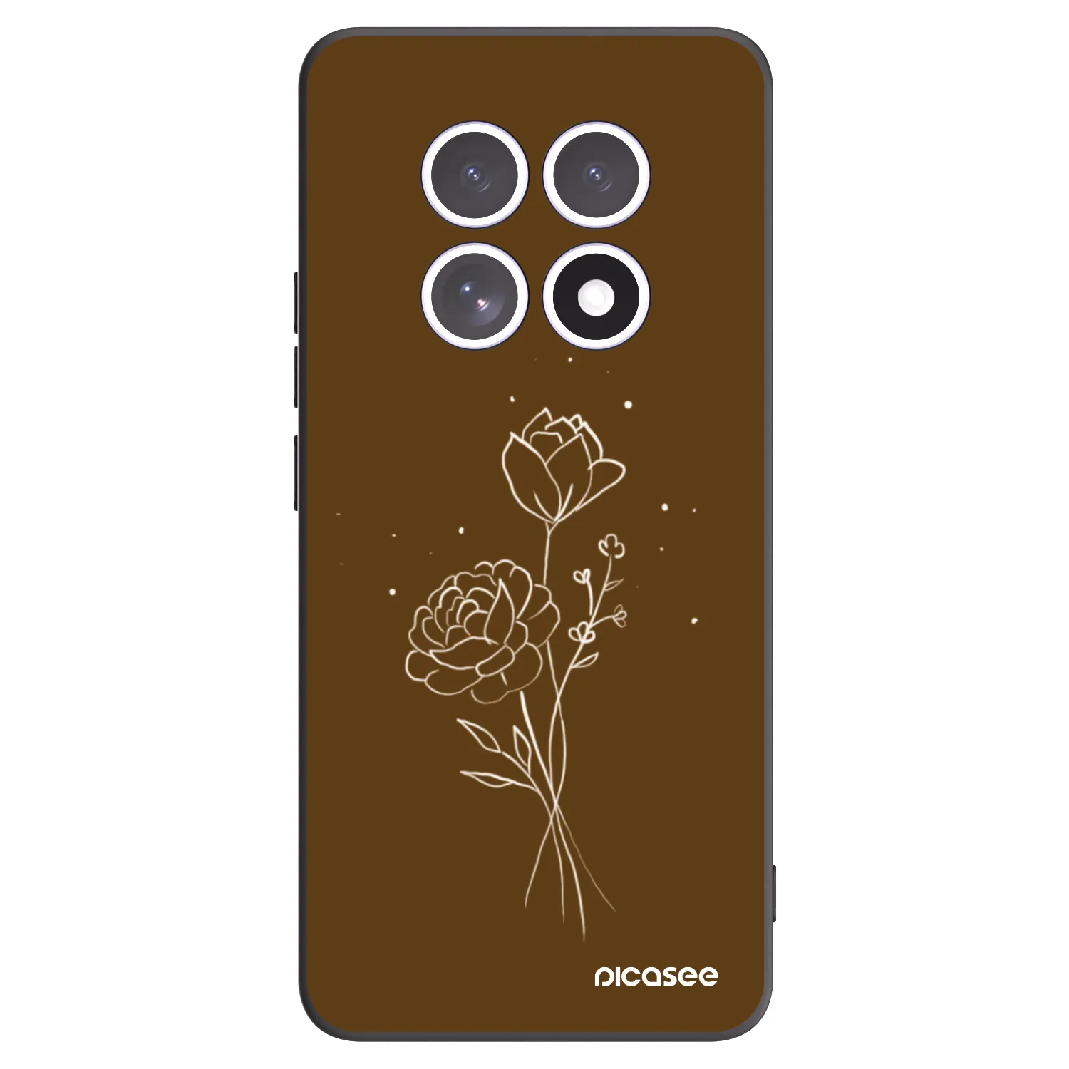Picasee Xiaomi Redmi Note 15 Hülle - Schwarzes Silikon - Brown flowers