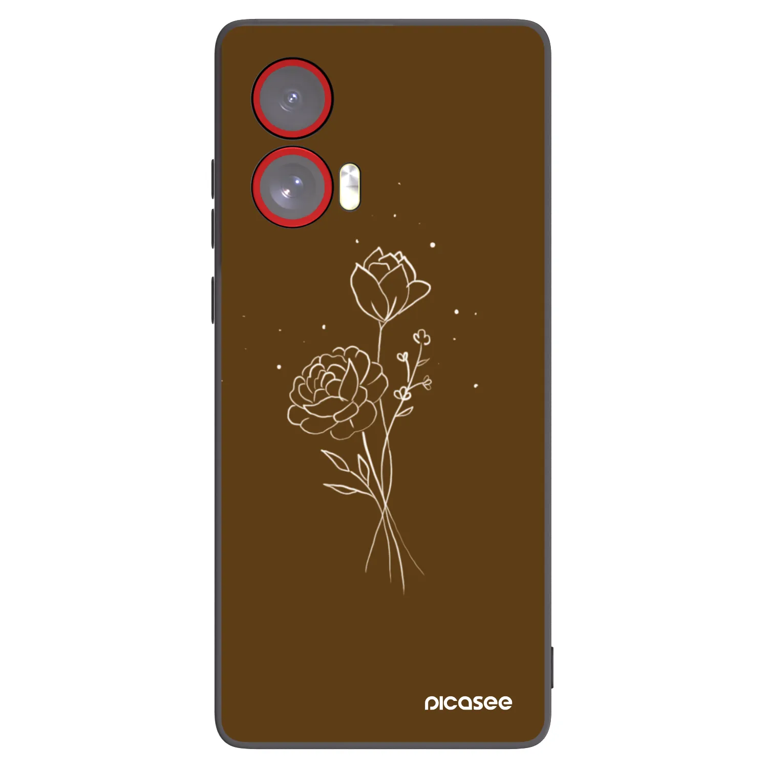 Picasee Motorola Edge 50 Fusion Hülle - Schwarzes Silikon - Brown flowers