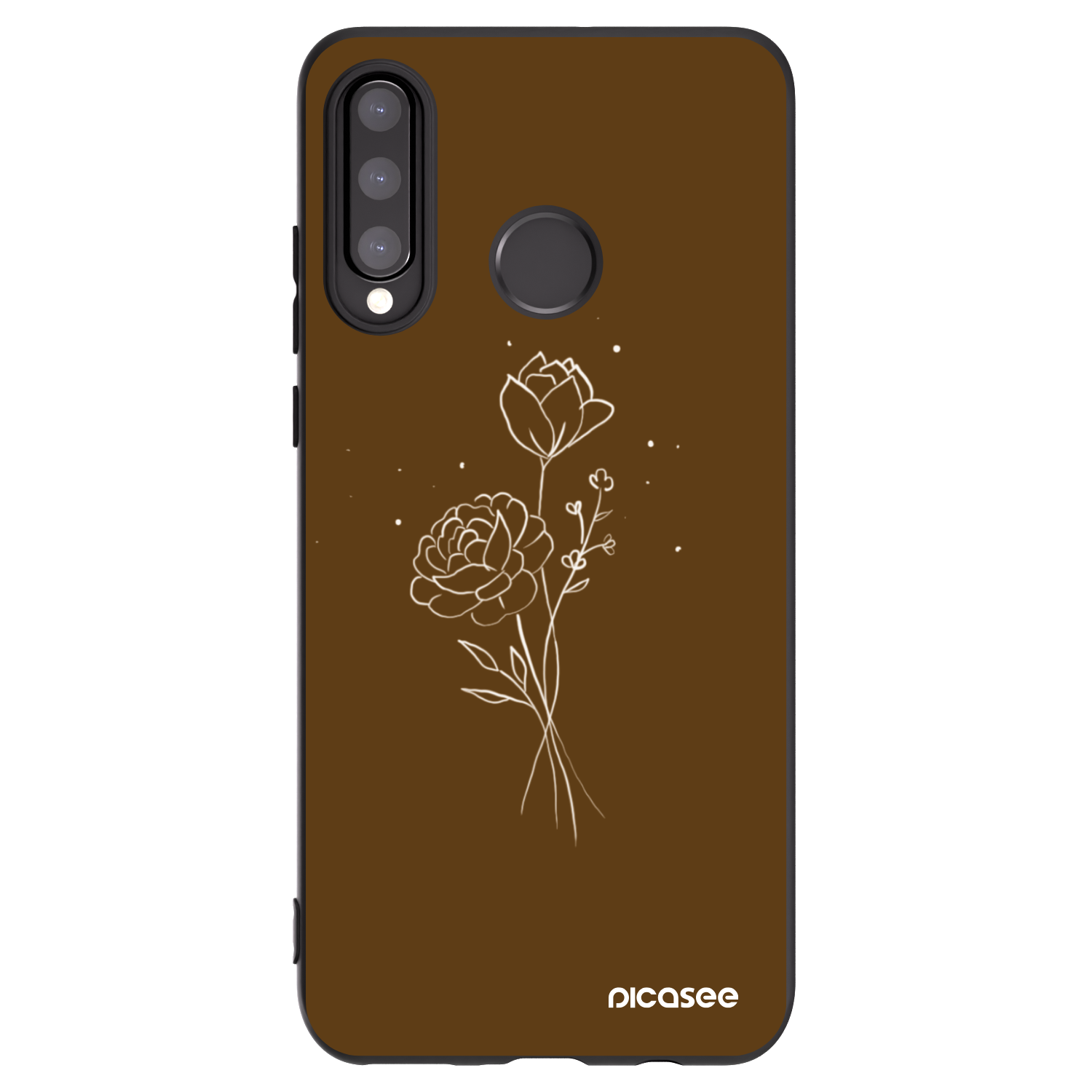Picasee Huawei P30 Lite Hülle - Schwarzes Silikon - Brown flowers