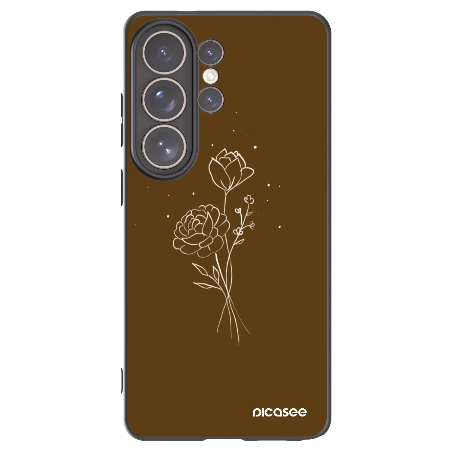 Picasee Samsung Galaxy S26 Ultra Hülle - Schwarzes Silikon - Brown flowers