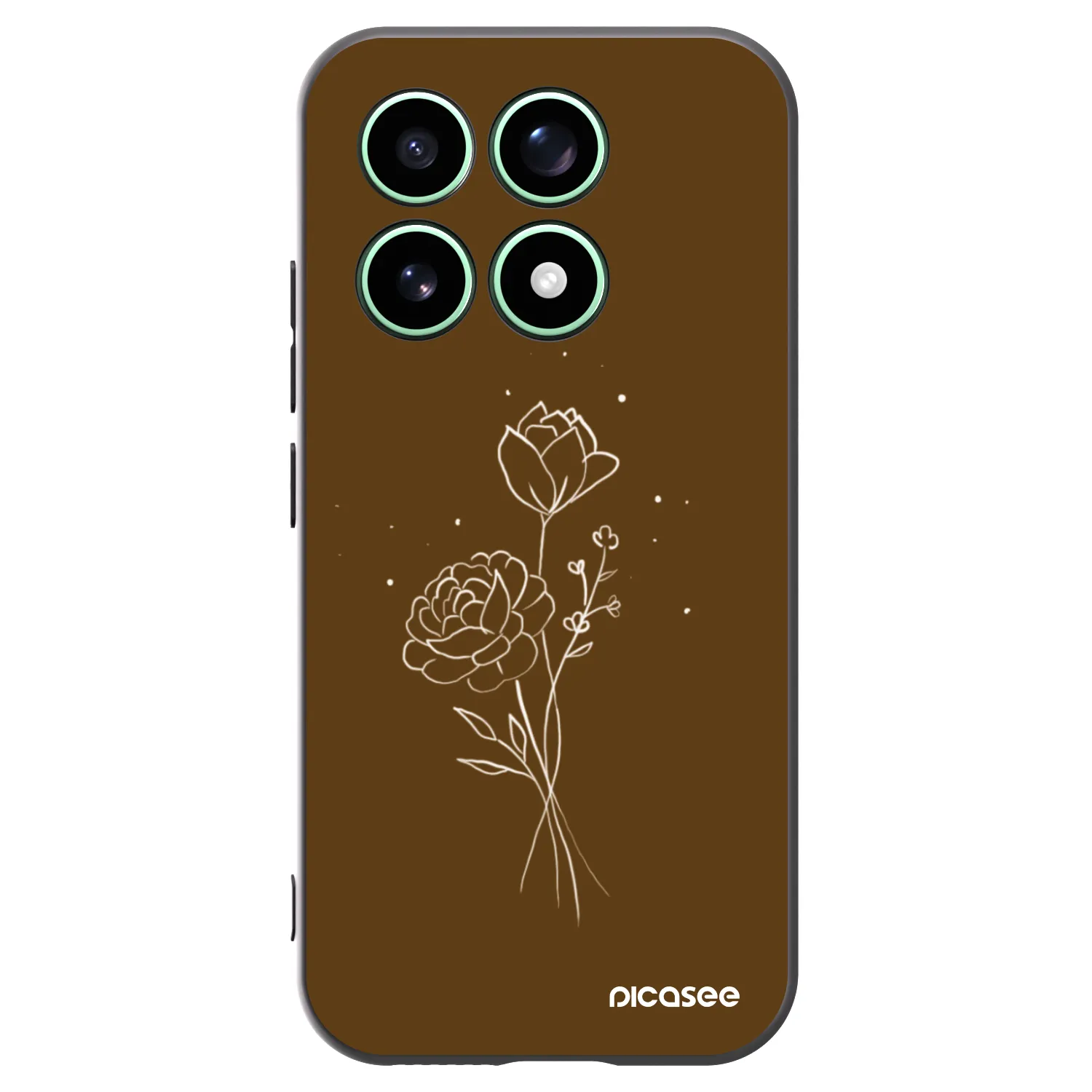 Picasee Xiaomi 17 Hülle - Schwarzes Silikon - Brown flowers