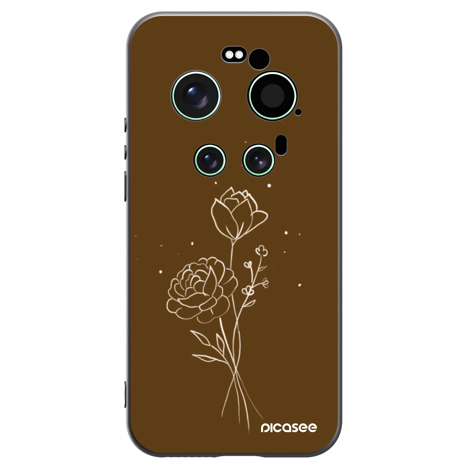 Picasee Xiaomi 17 Ultra Hülle - Schwarzes Silikon - Brown flowers
