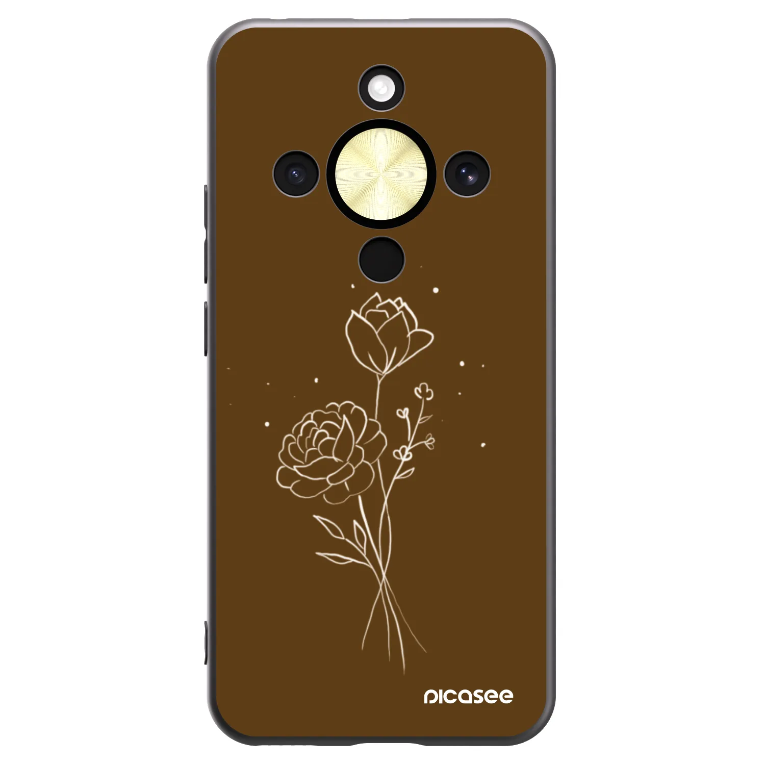 Picasee Honor Magic8 Lite 5G Hülle - Schwarzes Silikon - Brown flowers
