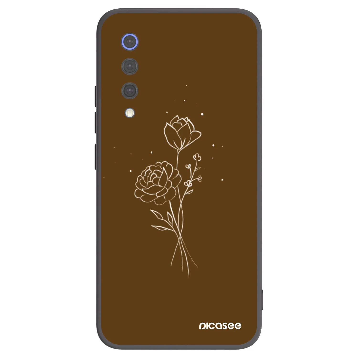 Picasee Xiaomi Mi 9 SE Hülle - Schwarzes Silikon - Brown flowers