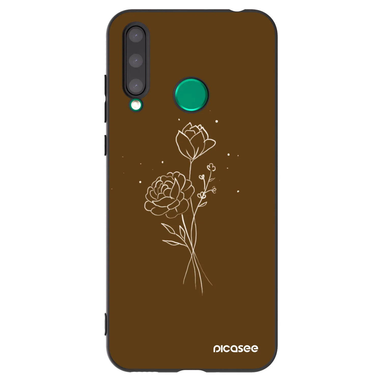 Picasee Honor 20 Lite Hülle - Schwarzes Silikon - Brown flowers