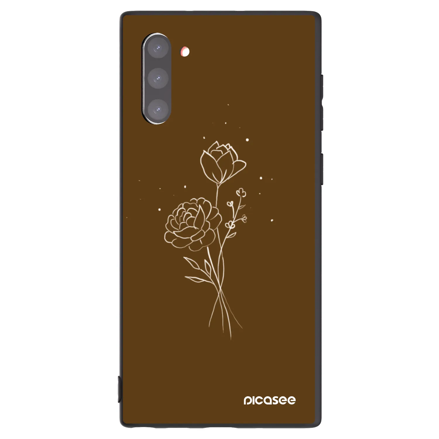 Picasee Samsung Galaxy Note 10 N970F Hülle - Schwarzes Silikon - Brown flowers