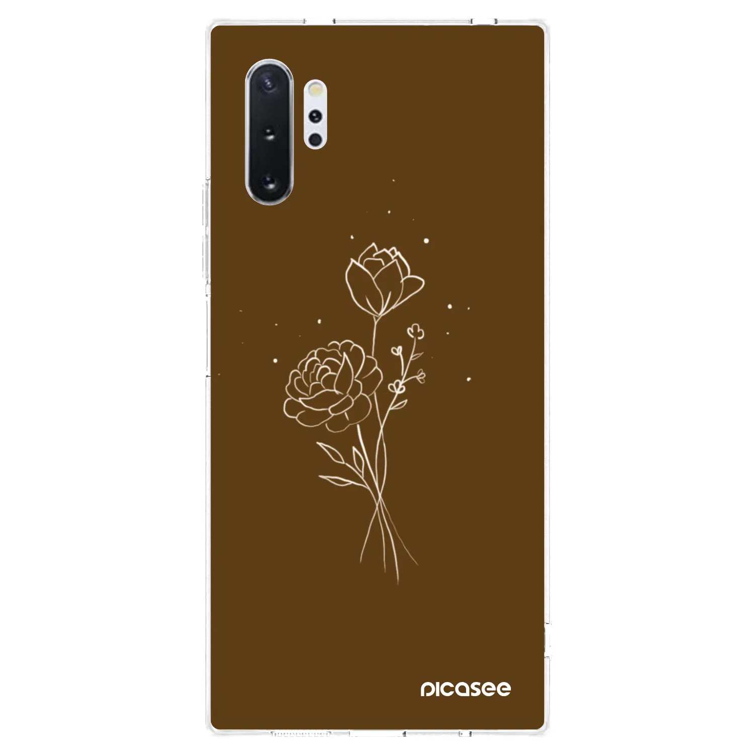 Picasee Samsung Galaxy Note 10+ N975F Hülle - Transparentes Silikon - Brown flowers