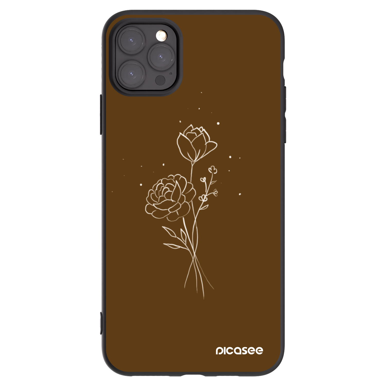 Picasee Apple iPhone 11 Pro Max Hülle - Schwarzes Silikon - Brown flowers
