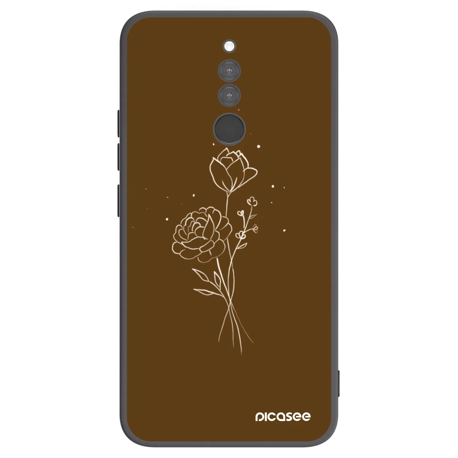 Picasee Xiaomi Redmi 8 Hülle - Schwarzes Silikon - Brown flowers