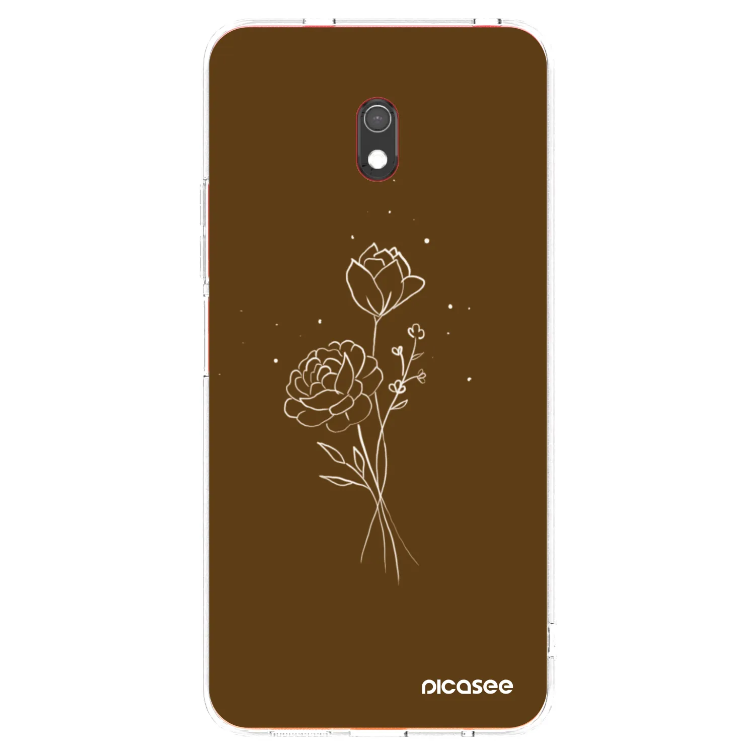 Picasee Xiaomi Redmi 8A Hülle - Transparentes Silikon - Brown flowers