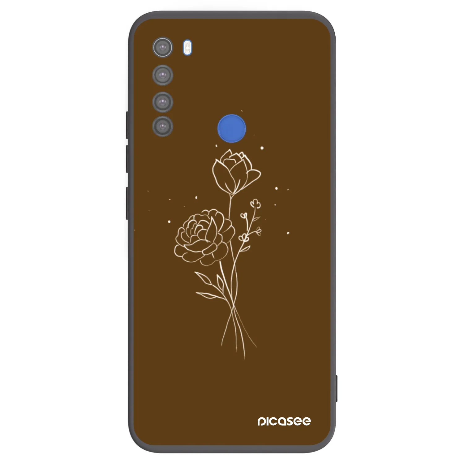 Picasee Xiaomi Redmi Note 8T Hülle - Schwarzes Silikon - Brown flowers