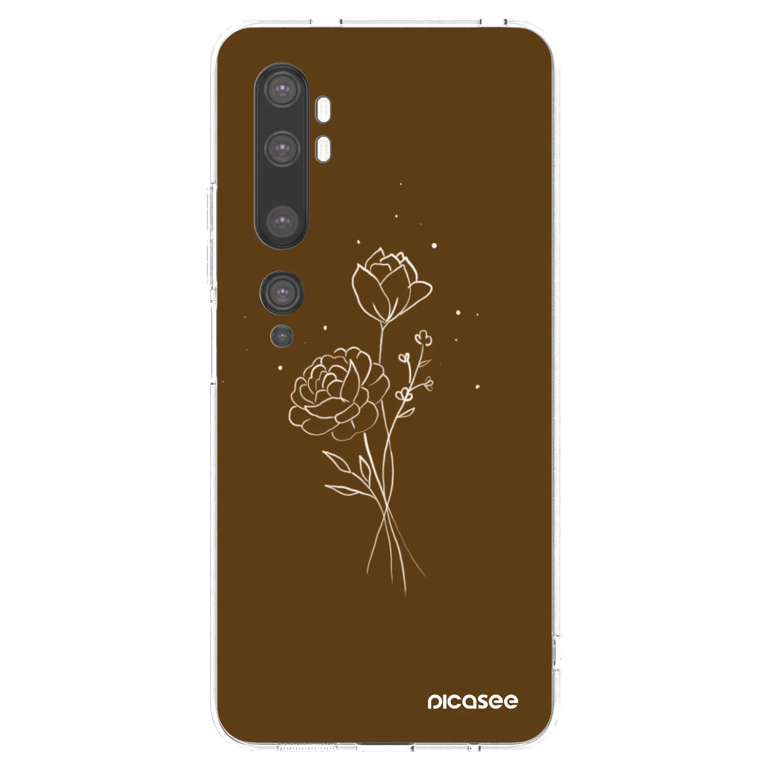 Picasee Xiaomi Mi Note 10 (Pro) Hülle - Transparentes Silikon - Brown flowers