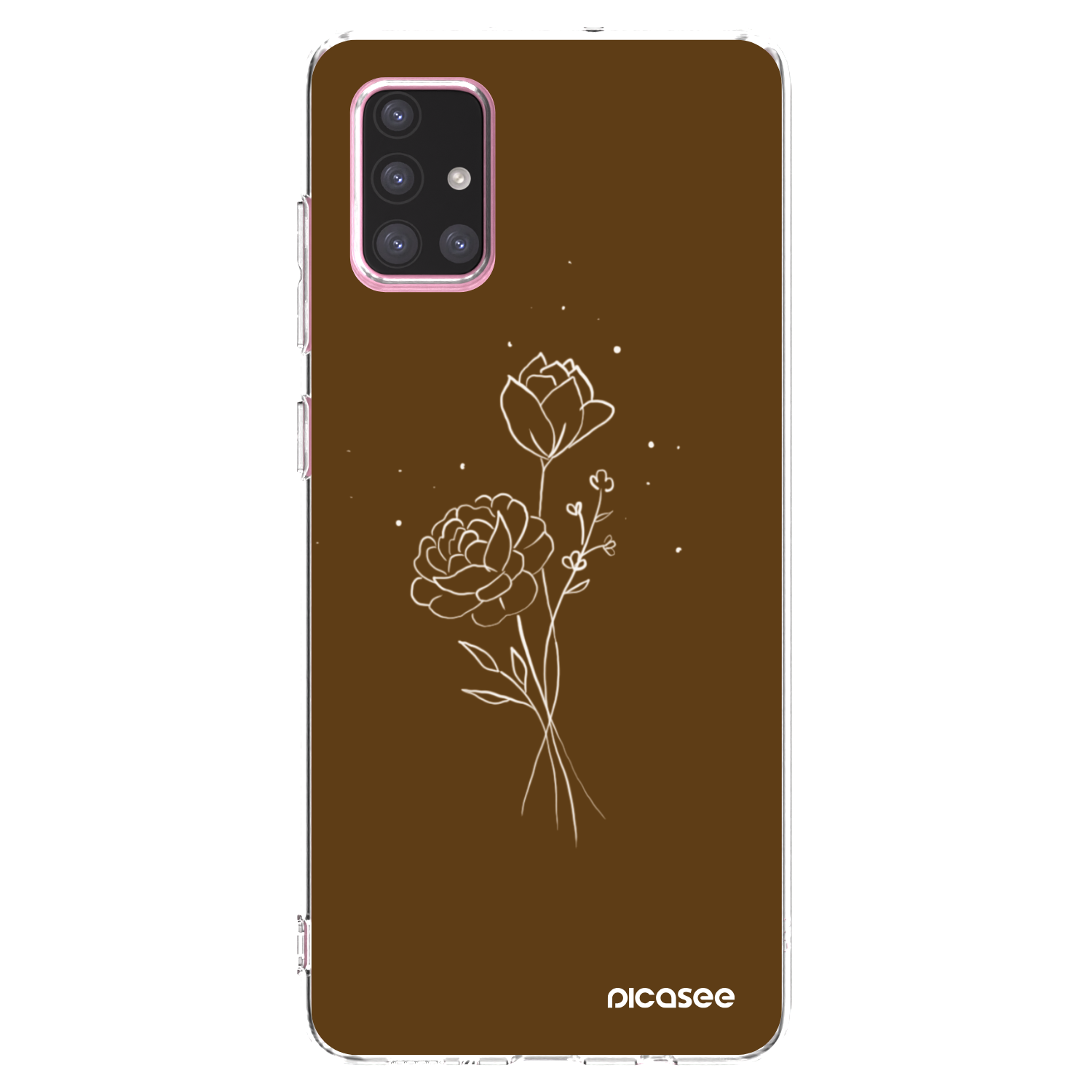 Picasee Samsung Galaxy A71 A715F Hülle - Transparentes Silikon - Brown flowers